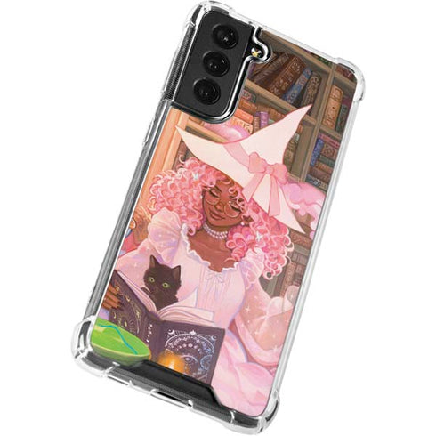 Pink Anime Witch Girls in Library with Cats by Ivy Dolamore Galaxy S21 FE Clear Case